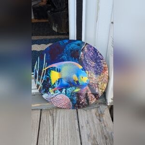 Ocean Visits Underwater Photography Queen Angel Fish Round Print (NWT)